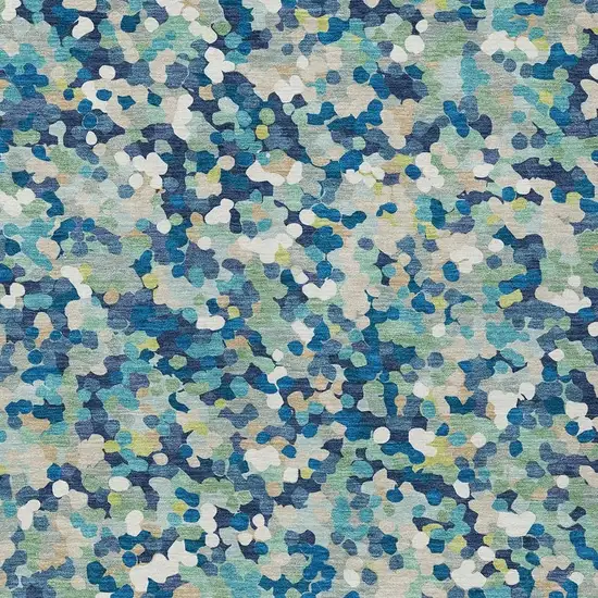 Navy Blue And Sky Blue Geometric Washable Indoor Outdoor Area Rug Photo 2
