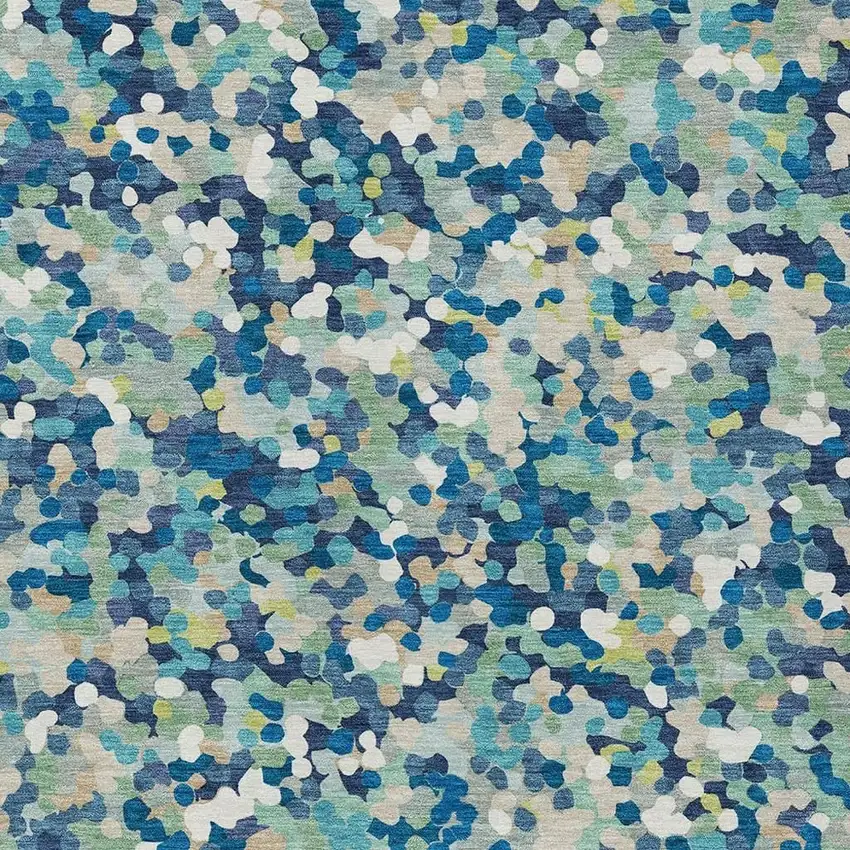 Navy Blue And Sky Blue Geometric Washable Indoor Outdoor Area Rug Photo 2