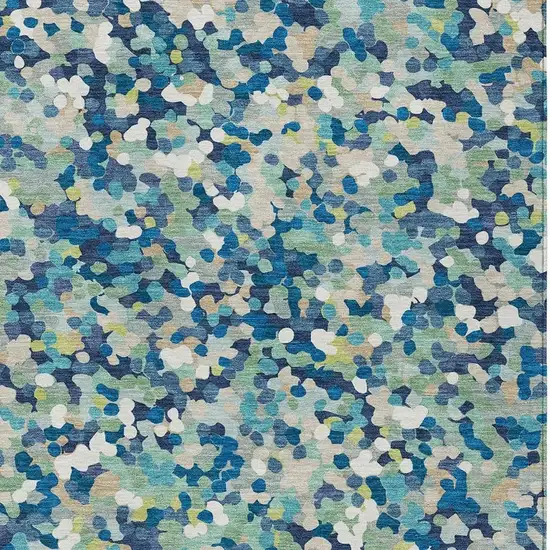 Navy Blue And Sky Blue Geometric Washable Indoor Outdoor Area Rug Photo 2