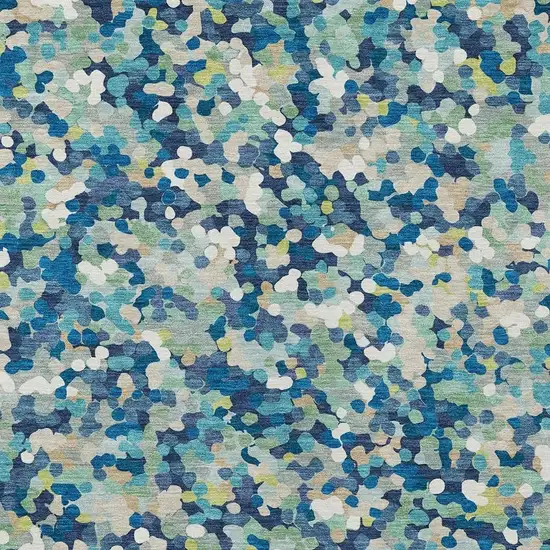 Navy Blue And Sky Blue Geometric Washable Indoor Outdoor Area Rug Photo 2