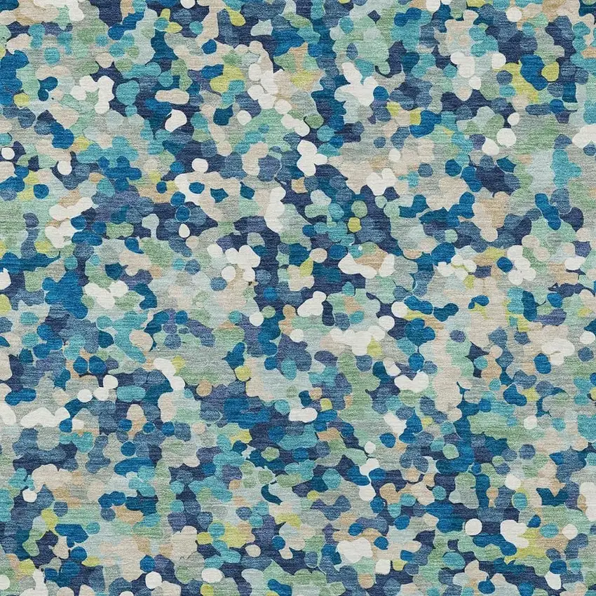 Navy Blue And Sky Blue Geometric Washable Indoor Outdoor Area Rug Photo 2
