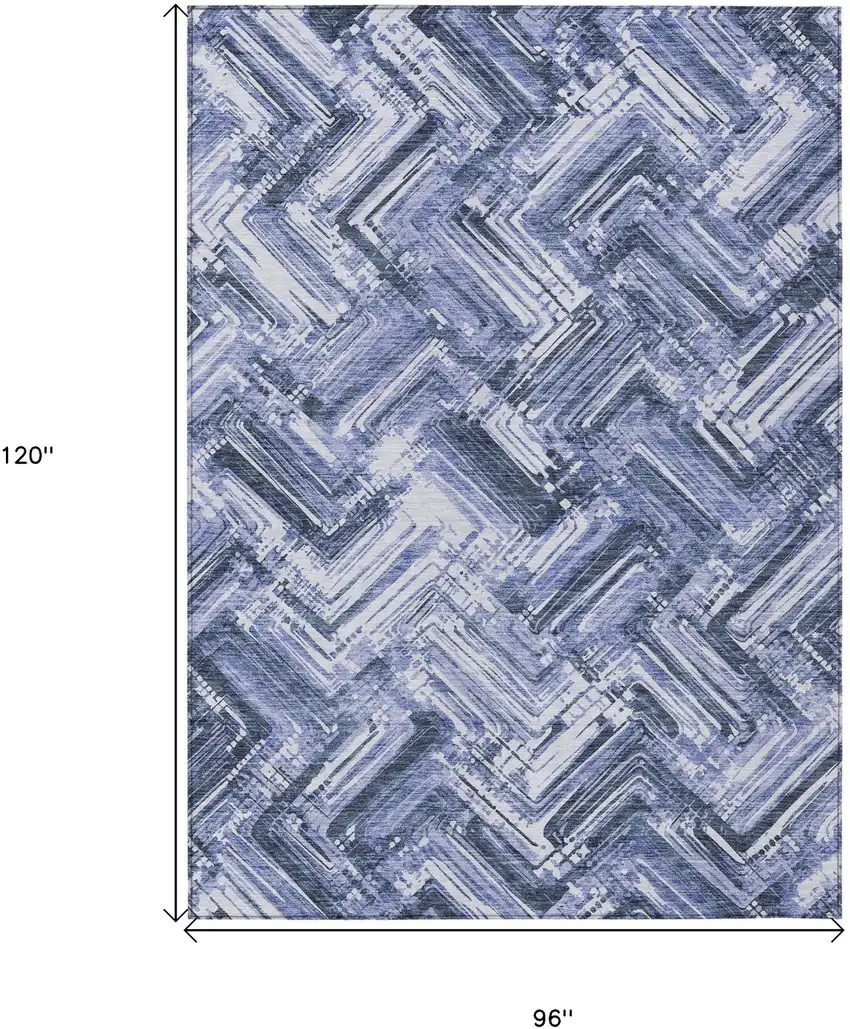 Navy Blue And Sky Blue Geometric Washable Indoor Outdoor Area Rug Photo 3