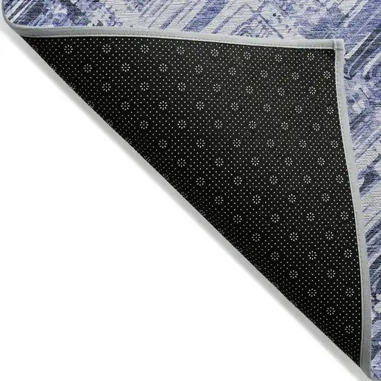Navy Blue And Sky Blue Geometric Washable Indoor Outdoor Area Rug Photo 2