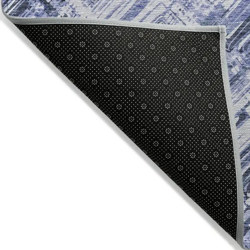 Navy Blue And Sky Blue Geometric Washable Indoor Outdoor Area Rug Photo 2