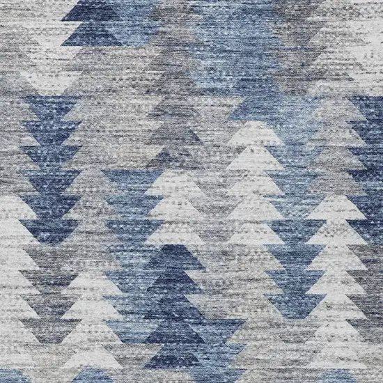 Navy Blue And Sky Blue Geometric Washable Indoor Outdoor Area Rug Photo 4