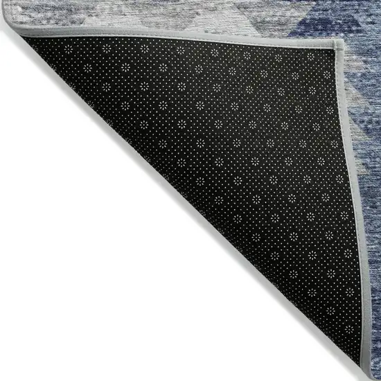 Navy Blue And Sky Blue Geometric Washable Indoor Outdoor Area Rug Photo 2