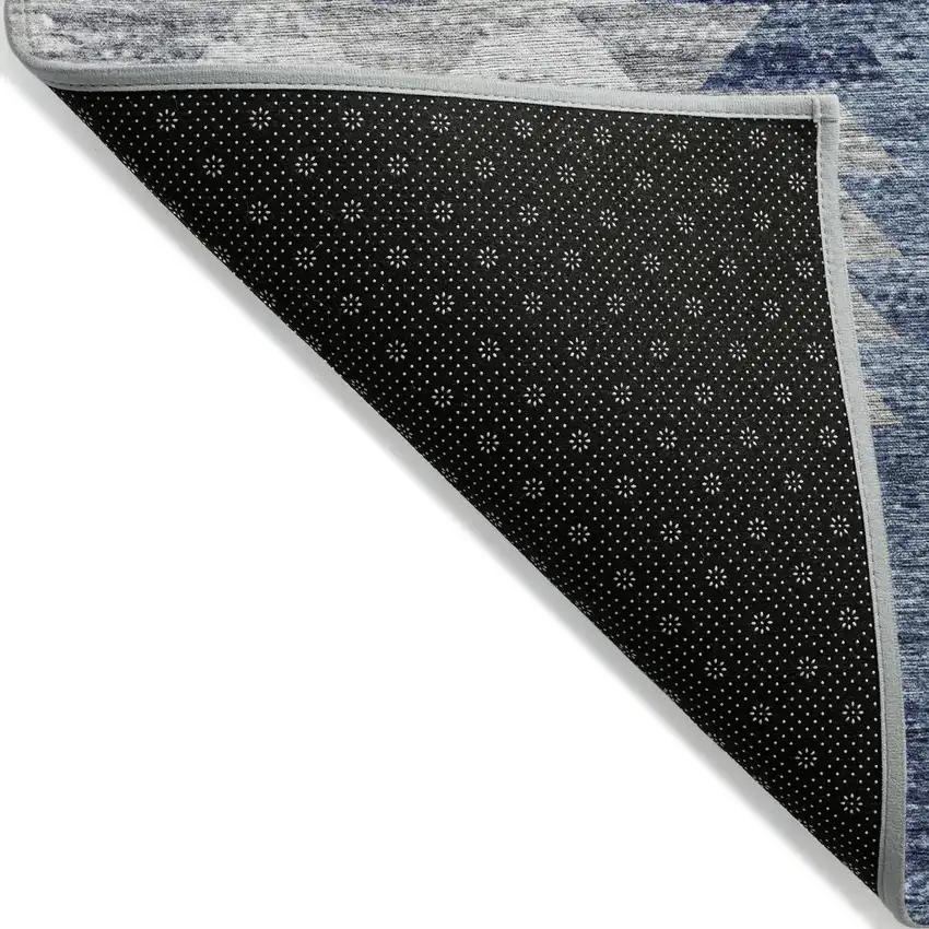 Navy Blue And Sky Blue Geometric Washable Indoor Outdoor Area Rug Photo 2