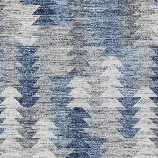 Navy Blue And Sky Blue Geometric Washable Indoor Outdoor Area Rug Photo 4