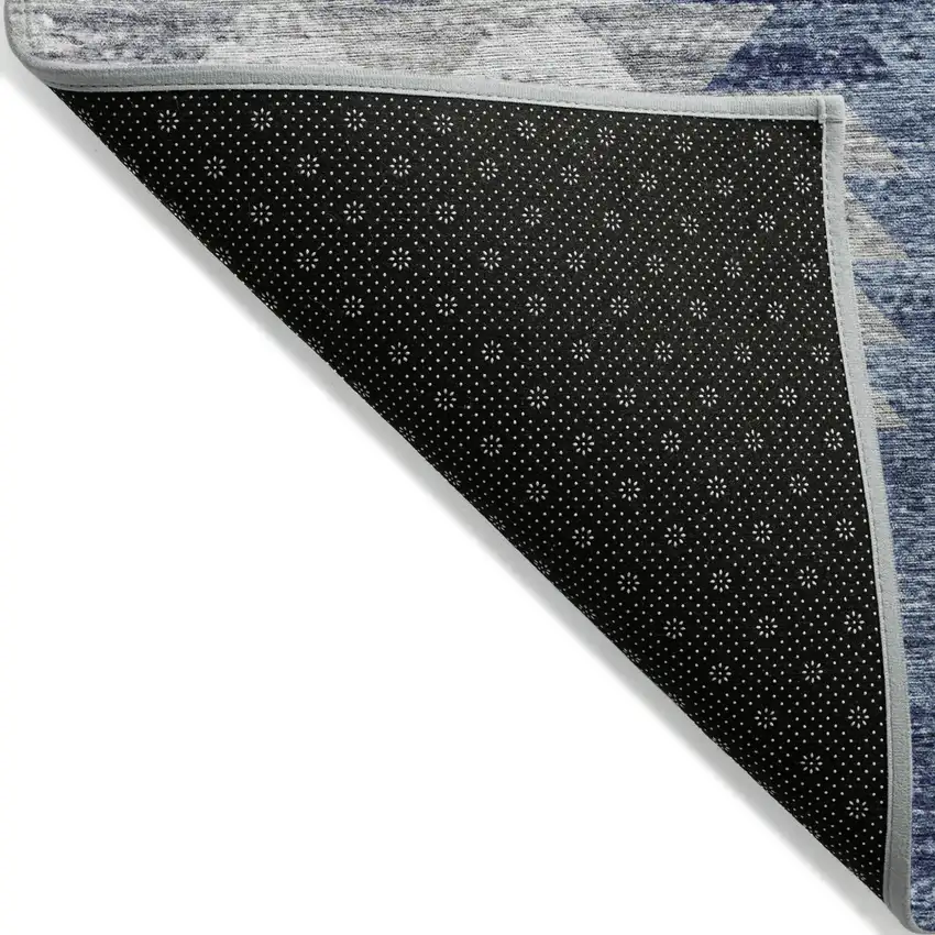 Navy Blue And Sky Blue Geometric Washable Indoor Outdoor Area Rug Photo 3