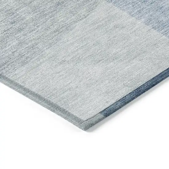 Navy Blue And Sky Blue Geometric Washable Indoor Outdoor Area Rug Photo 4