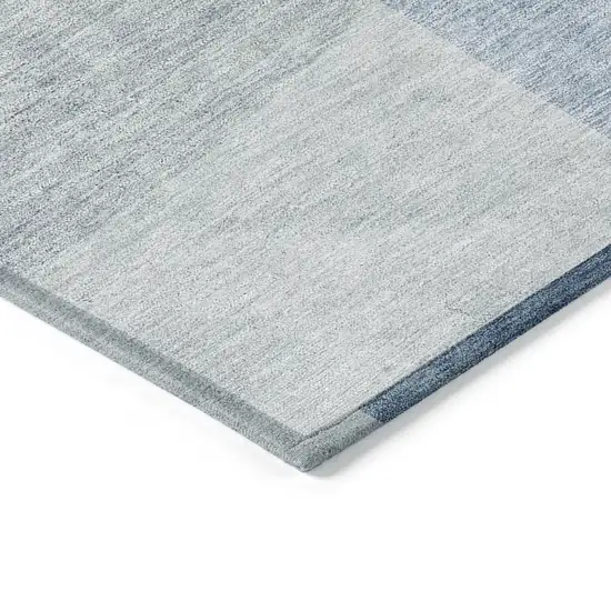 Navy Blue And Sky Blue Geometric Washable Indoor Outdoor Area Rug Photo 4