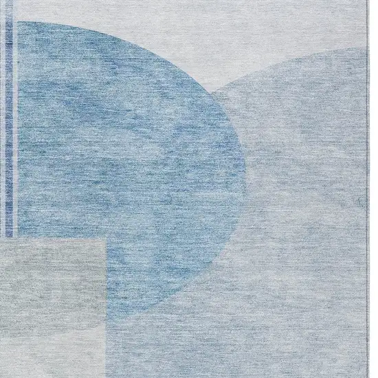 Navy Blue And Sky Blue Geometric Washable Indoor Outdoor Area Rug Photo 6