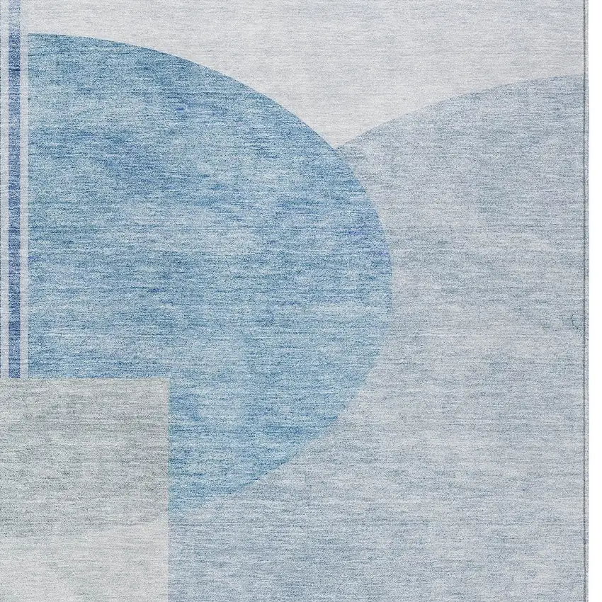 Navy Blue And Sky Blue Geometric Washable Indoor Outdoor Area Rug Photo 6