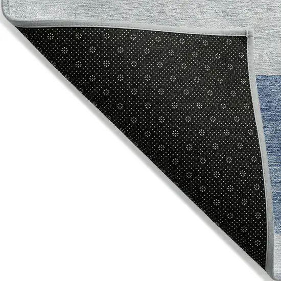 Navy Blue And Sky Blue Geometric Washable Indoor Outdoor Area Rug Photo 5