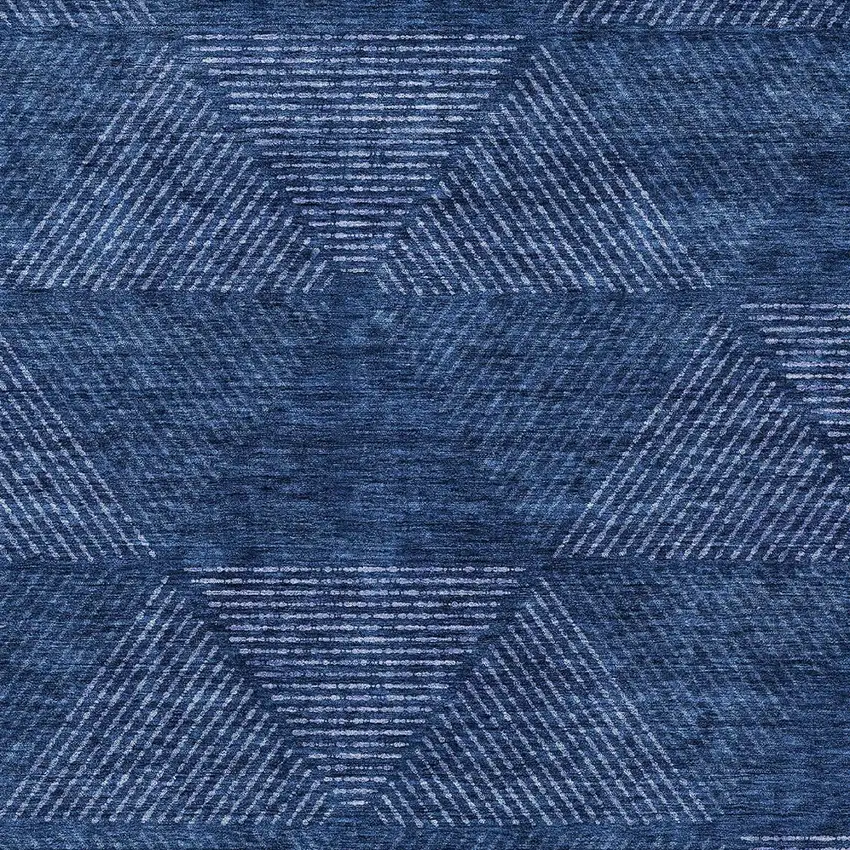 Navy Blue And Sky Blue Geometric Washable Indoor Outdoor Area Rug Photo 5