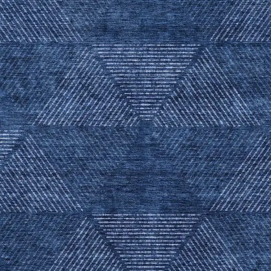 Navy Blue And Sky Blue Geometric Washable Indoor Outdoor Area Rug Photo 6