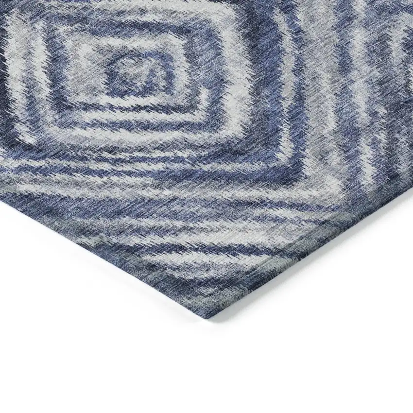 Navy Blue And Sky Blue Geometric Washable Indoor Outdoor Area Rug Photo 4