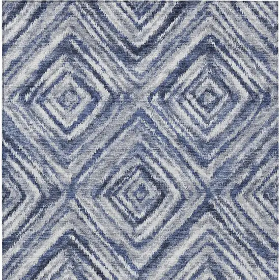 Navy Blue And Sky Blue Geometric Washable Indoor Outdoor Area Rug Photo 5