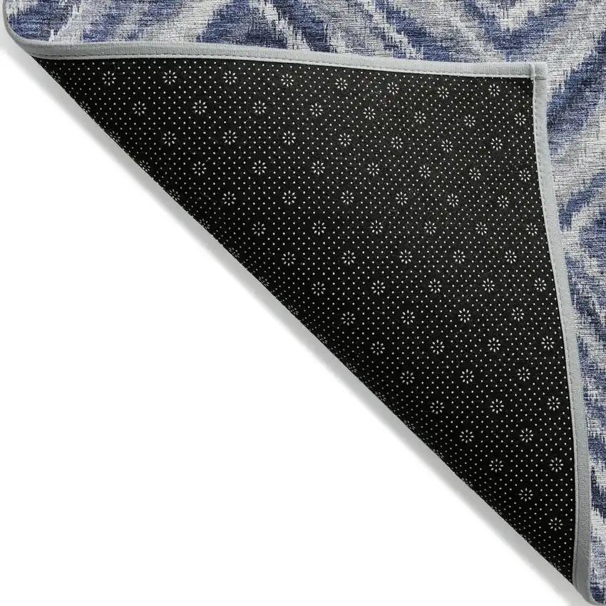 Navy Blue And Sky Blue Geometric Washable Indoor Outdoor Area Rug Photo 4