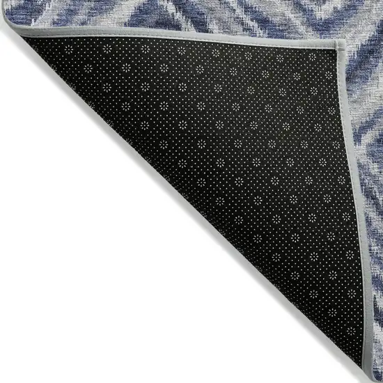 Navy Blue And Sky Blue Geometric Washable Indoor Outdoor Area Rug Photo 4