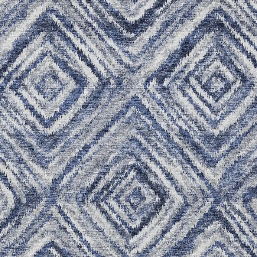 Navy Blue And Sky Blue Geometric Washable Indoor Outdoor Area Rug Photo 6