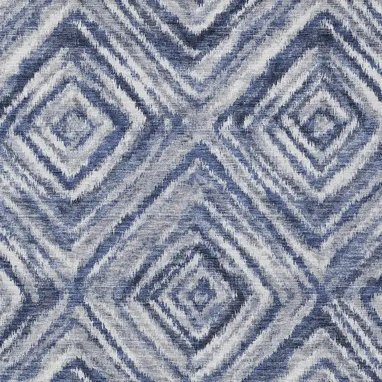 Navy Blue And Sky Blue Geometric Washable Indoor Outdoor Area Rug Photo 6