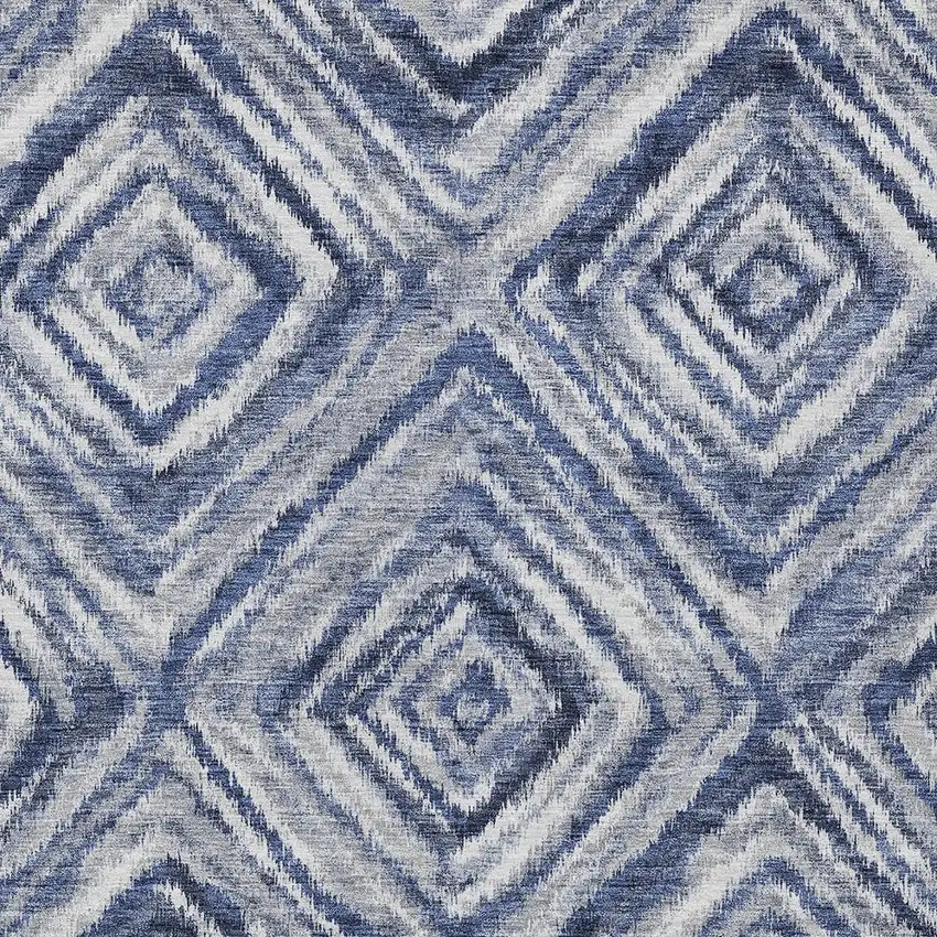 Navy Blue And Sky Blue Geometric Washable Indoor Outdoor Area Rug Photo 6