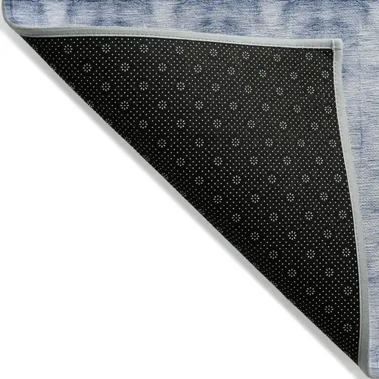 Navy Blue And Sky Blue Geometric Washable Indoor Outdoor Area Rug Photo 3