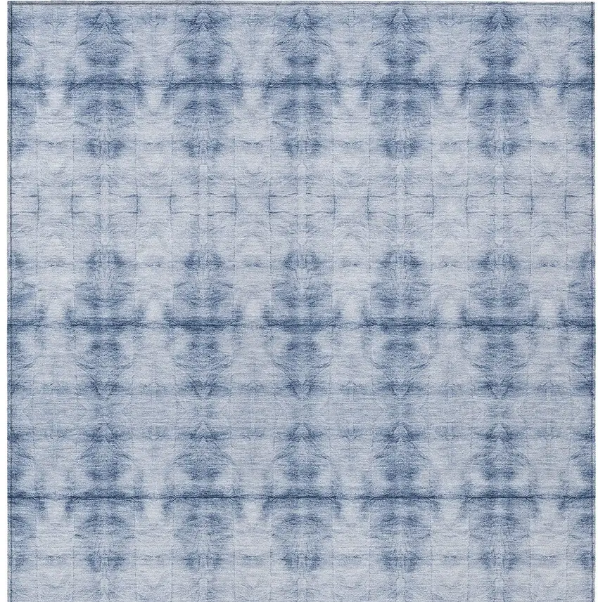 Navy Blue And Sky Blue Geometric Washable Indoor Outdoor Area Rug Photo 5
