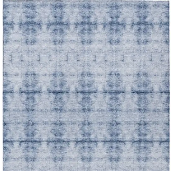 Navy Blue And Sky Blue Geometric Washable Indoor Outdoor Area Rug Photo 5