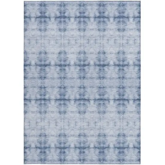 Navy Blue And Sky Blue Geometric Washable Indoor Outdoor Area Rug Photo 6