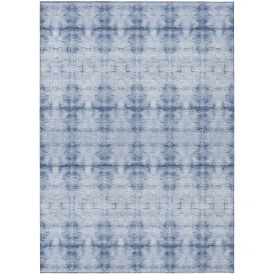 Navy Blue And Sky Blue Geometric Washable Indoor Outdoor Area Rug Photo 2