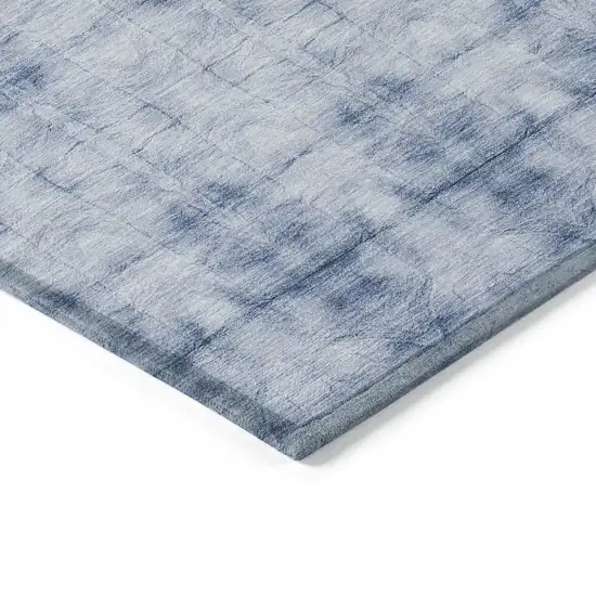 Navy Blue And Sky Blue Geometric Washable Indoor Outdoor Area Rug Photo 4