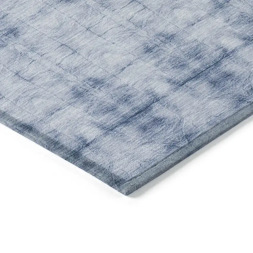 Navy Blue And Sky Blue Geometric Washable Indoor Outdoor Area Rug Photo 4