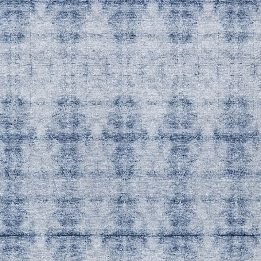 Navy Blue And Sky Blue Geometric Washable Indoor Outdoor Area Rug Photo 6