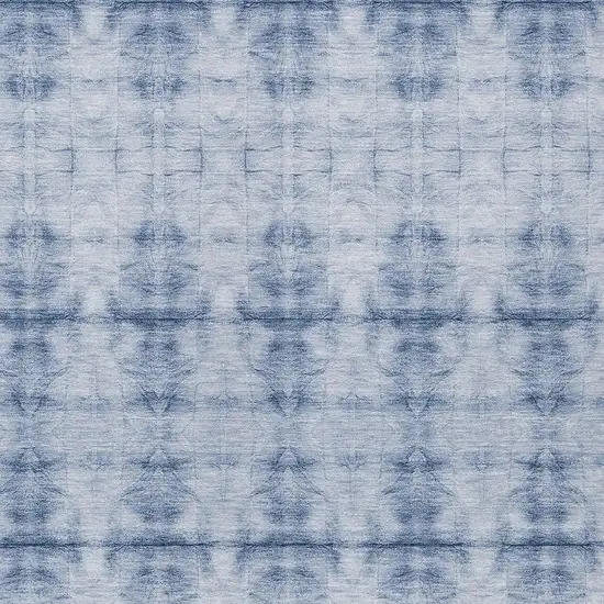 Navy Blue And Sky Blue Geometric Washable Indoor Outdoor Area Rug Photo 6
