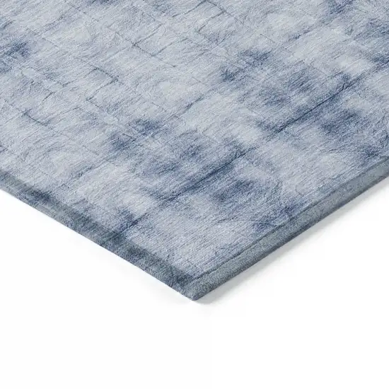 Navy Blue And Sky Blue Geometric Washable Indoor Outdoor Area Rug Photo 5