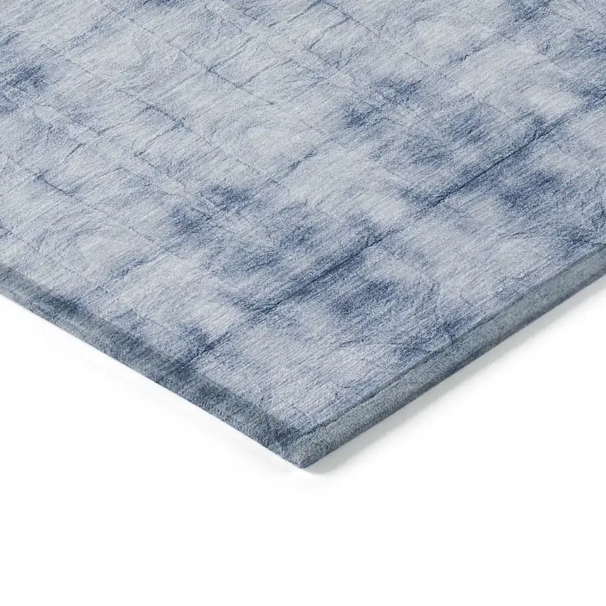 Navy Blue And Sky Blue Geometric Washable Indoor Outdoor Area Rug Photo 5