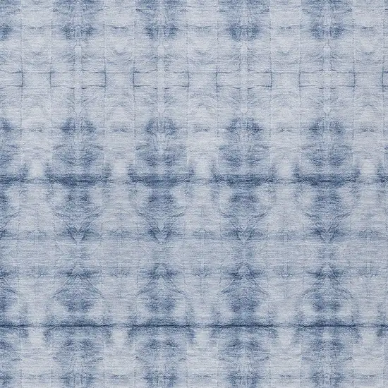 Navy Blue And Sky Blue Geometric Washable Indoor Outdoor Area Rug Photo 6