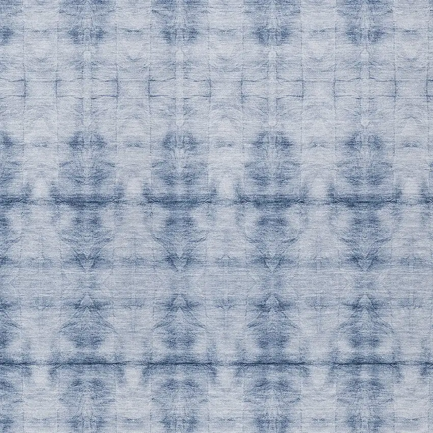 Navy Blue And Sky Blue Geometric Washable Indoor Outdoor Area Rug Photo 6