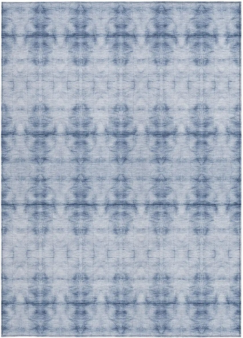 Navy Blue And Sky Blue Geometric Washable Indoor Outdoor Area Rug Photo 7