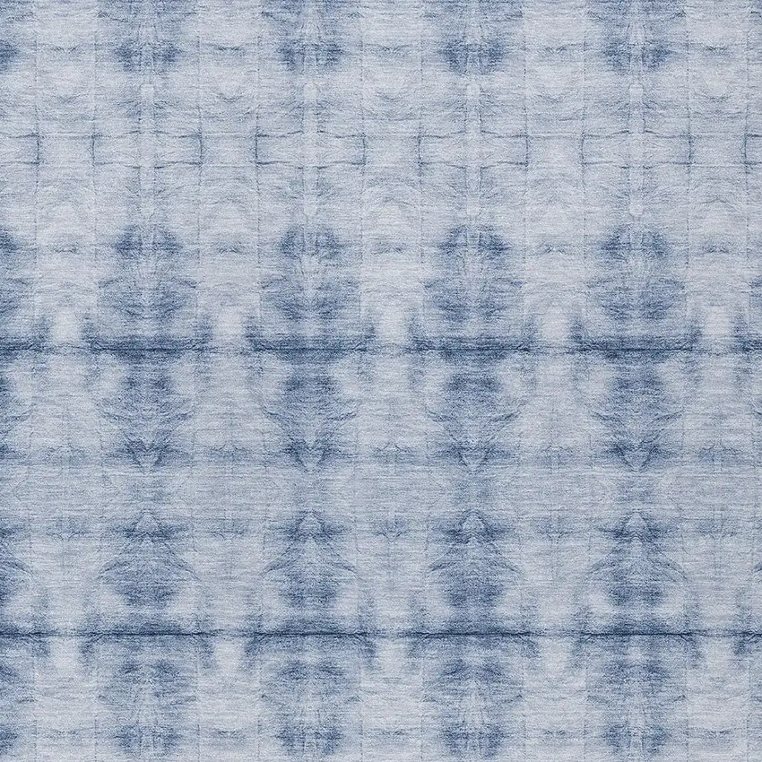 Navy Blue And Sky Blue Geometric Washable Indoor Outdoor Area Rug Photo 6