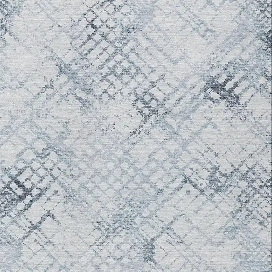 Navy Blue And Sky Blue Geometric Washable Indoor Outdoor Area Rug Photo 6