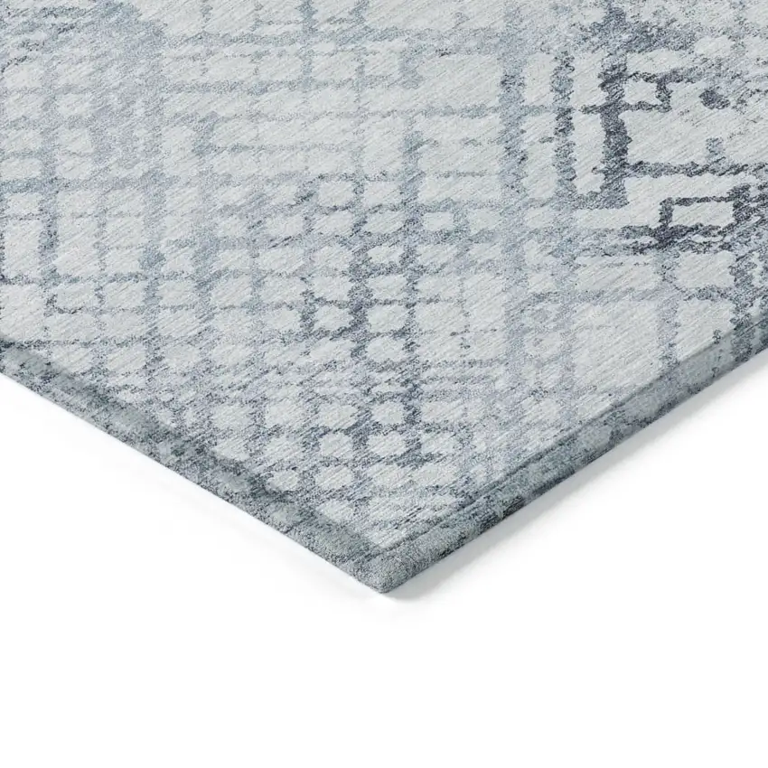 Navy Blue And Sky Blue Geometric Washable Indoor Outdoor Area Rug Photo 5