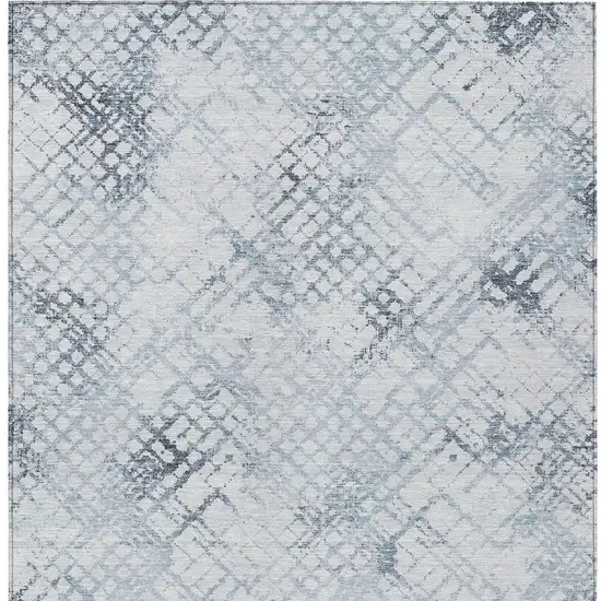Navy Blue And Sky Blue Geometric Washable Indoor Outdoor Area Rug Photo 7