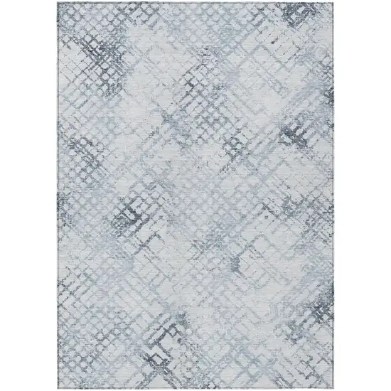 Navy Blue And Sky Blue Geometric Washable Indoor Outdoor Area Rug Photo 2