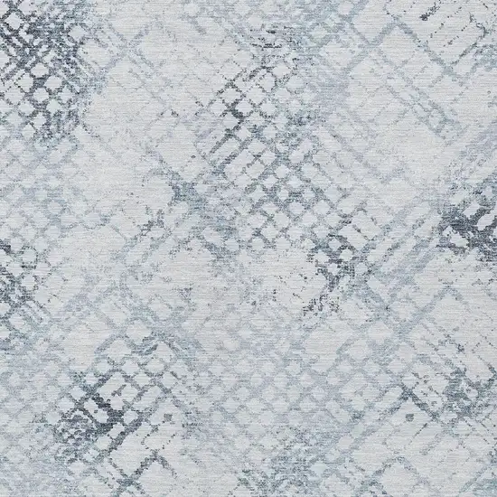 Navy Blue And Sky Blue Geometric Washable Indoor Outdoor Area Rug Photo 6
