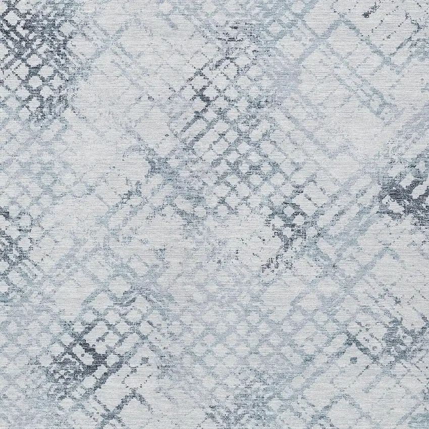 Navy Blue And Sky Blue Geometric Washable Indoor Outdoor Area Rug Photo 6