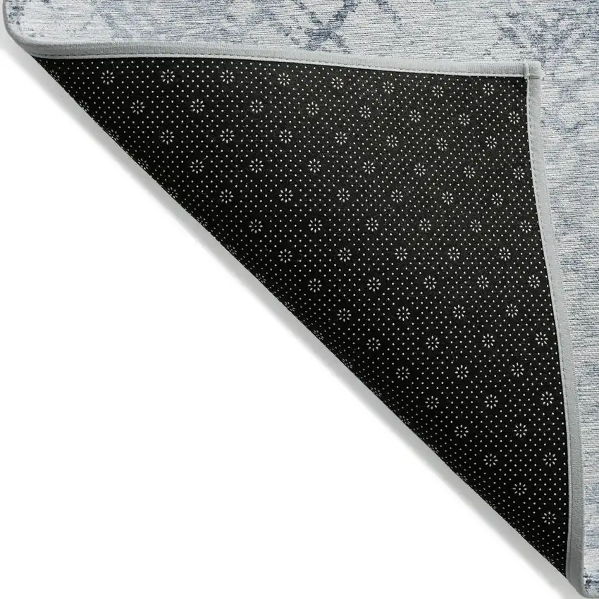 Navy Blue And Sky Blue Geometric Washable Indoor Outdoor Area Rug Photo 4