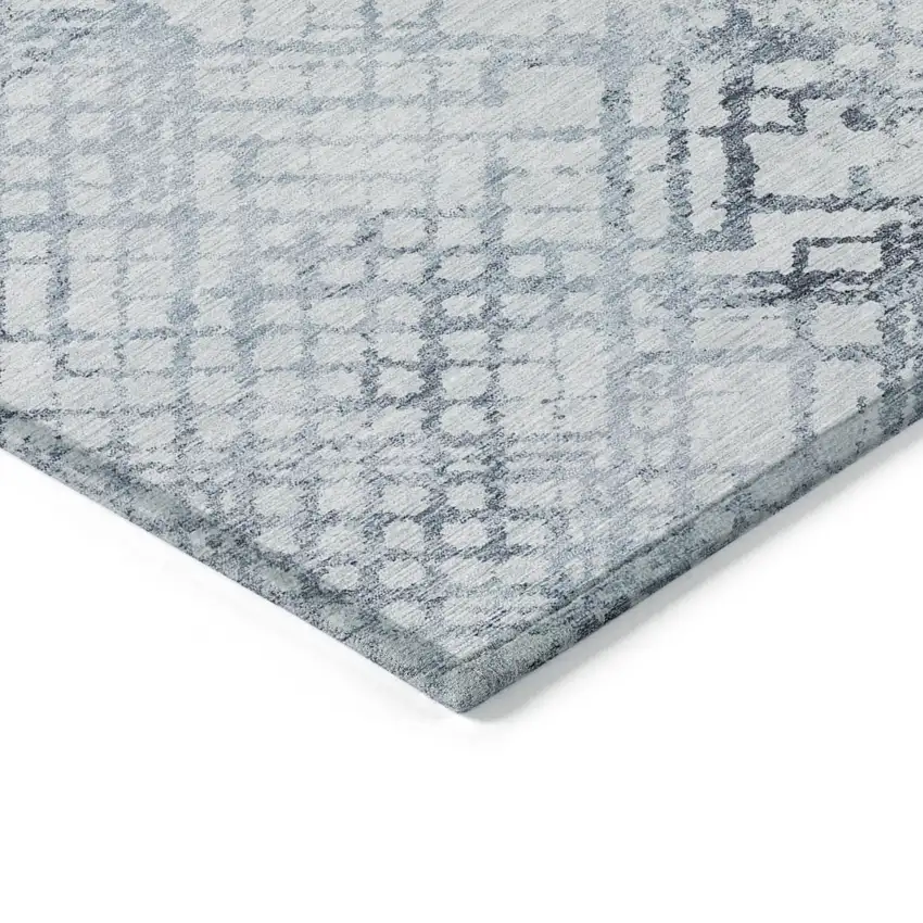Navy Blue And Sky Blue Geometric Washable Indoor Outdoor Area Rug Photo 5